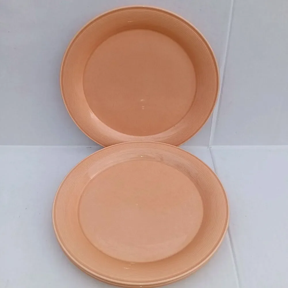 Vintage Nancy Calhoun Light Peach Dinner Plate-Set Of 3-Stoneware-10 5/8